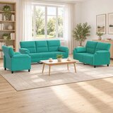 Set sofe 3 pcs Tirkizna Baršun - Tirkizna 1-sjedalo + 2-sjedalo (140 cm) + 3-sjedalo | shoptok.hr