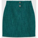Marisse Emerald Tweed Skirt With Decorative Buttons | shoptok.hr