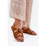 Boto Women's Flat Sandals With Golden Studs Camel Zanira | Eponuda.ba