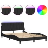  Okvir kreveta s LED svjetlima crni 140 x 190 cm baršunasti | shoptok.hr