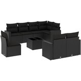  9-dijelni set vrtnih sofa s jastucima crni od poliratana | shoptok.hr
