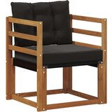 2 Komad Set vanjskih sofa Čvrsto drvo akacije i Textilene - Prirodna i crno vodoravne letvice | shoptok.hr
