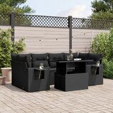 vidaXL 7-dijelni set vrtnih sofa od poliratana s jastucima crni | shoptok.hr
