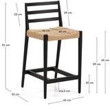 Kave Home Črn/v naravni barvi barski stol iz masivnega hrasta (višina sedeža 65 cm) Analy – | Shoptok.si