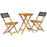 vidaXL 3-dijelni bistro set od poliratana i masivnog drva crni | shoptok.hr