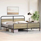 Metalni Kovinski posteljni okvir brez vzmetnice sonoma hrast 200x200 cm, (21611042) | Shoptok.si