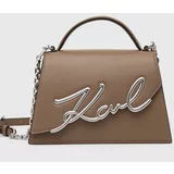 Karl Lagerfeld Usnjena torbica rjava barva