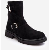 Boto Women's Flat Heel Boots with Buckles Black Bliggore | ePonuda.com