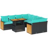 Vrtna garnitura - 9-dijelni set vrtnih sofa s jastucima crni od poliratana bagrem - Crna sa spremištem 1 | shoptok.hr