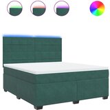 vidaXL Box spring postelja z vzmetnico temno zelena 180x200 cm žamet, (21305639) | Shoptok.si