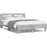 Okvir za krevet s uzglavljem i LED siva boja betona 120x200 cm | Eponuda.com