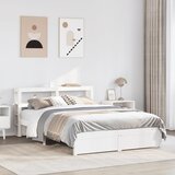 Maison Chic Posteljni okvir - Dvoposteljna postelja - Zakonska postelja z vzglavjem brez vzmetnice bel 140x200 cm, (21693691) | Shoptok.si