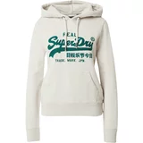 Superdry Sweater majica boja pijeska / tamno zelena