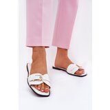 Boto Flat Women's Sandals With Golden Buckle White Esiobb Cene