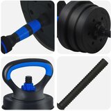 4-u-1 set bučica, brojčana i kettlebell 20 kg Crna i Plava | shoptok.hr