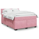 vidaXL Box spring postelja z vzmetnico roza 140x200 cm žamet | Shoptok.si