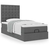 vidaXL Otomanski posteljni okvir z vzmetnico siv 90x200 cm blago | Shoptok.si