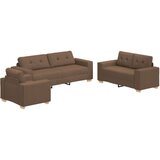  Set sofe od 3 dijela s jastučićima smeđe tkanine | shoptok.hr