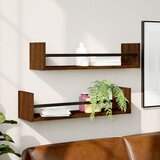 vidaXL Stenske police s prečkami 2 kosa rjavi hrast 60x16x14 cm Cene