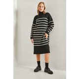 Bianco Lucci Women's V-Neck Striped Knitwear Dress with Side Slits | Eponuda.ba