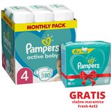 Pampers Pelene 4, Monthly, MSB 180/1+ Vlažne maramice Fresh 4x52 Cijene