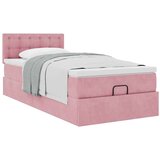 vidaXL Otomanski posteljni okvir z vzmetnico roza 90x190 cm žamet | Shoptok.si