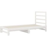  Izvlečna dnevna postelja bela 2x(90x200) cm trdna borovina, (20723786) | Shoptok.si