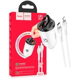 Hoco Auto punjač sa Lightning kabelom, PD + QC3.0, 2 x USB, 4.8 A - NZ2 Link, type C-Lightning, White cijene