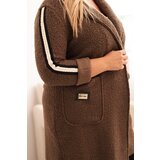 Kesi Włoski Plus Size women's coat made of faux sheepskin with pockets brown | Shoptok.si