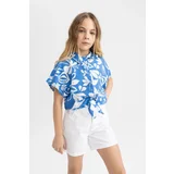 Defacto Girls' Crop Short Sleeve Patterned Shirt