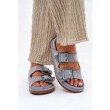 Boto Ladies Slippers With Buckles And Decorative Edging Blue Visley | Shoptok.si