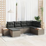 vidaXL 6-delni set zunanjih kavčev z blazinami siva poli ratan akacija | Shoptok.si