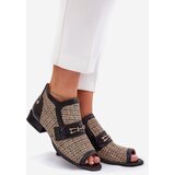 Maciejka Leather Women's Ankle Boots With Open Toes Black-Beige | Shoptok.si