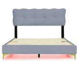Lumor Postelja 140x200 cm iz žameta – z LED osvetlitvijo in letveno podlago – siva, (22151135) | Shoptok.si