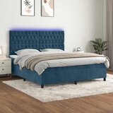  Krevet box spring s madracem LED tamnoplavi 160x200 cm baršun | shoptok.hr