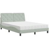  Krevet s madracem svjetlosivi 140x190 cm baršunasti | shoptok.hr