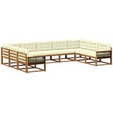 vidaXL Zunanja garnitura za sedenje z blazino 9 pcs Naravna in smetana, (5000279471) | Shoptok.si