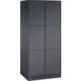 C+P Jeklena omara s predelki z zaklepanjem INTRO, višina predelka 580 mm, ŠxG 820 x 600 mm, 6 predelkov, korpus črno siv, vrata črno siva | Shoptok.si