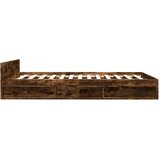 vidaXL Posteljni okvir s predali dimljen hrast 160x200 cm inž. les | Shoptok.si