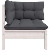 vidaXL Kutna vrtna sofa s jastucima bijela od masivne borovine | shoptok.hr