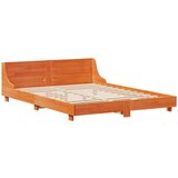  Posteljni okvir brez vzmetnice voščeno rjav 135x190 cm borovina | Shoptok.si