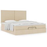  Otomanski posteljni okvir z vzmetnicami krem 200x200 cm blago, (21653391) | Shoptok.si