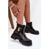 Boto Patent leather ankle boots with lining with gold detail black Talyra | Shoptok.si
