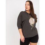 Fashion Hunters Khaki plus size blouse with 3/4 sleeves | Shoptok.si