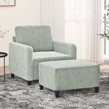 vidaXL Fotelja s tabureom svjetlosiva 60 cm baršunasta Cijene