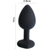 Sunfo silikonski analni dildo s kamenom u obliku srca (crno-safirno) | shoptok.hr