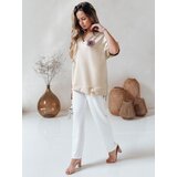 DStreet Bluzka damska oversize SHINE LOVE beżowa | shoptok.hr