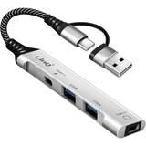 LINQ USB USB-C 4-v-1 zvezdišče z 2x USB 2.0 in 2x USB-C avdio in sinhronizacijo, Siva, (5000185075) | Shoptok.si