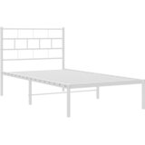  Metalni okvir krevet bez madraca s uzglavljem bijeli 75x190 cm | shoptok.hr