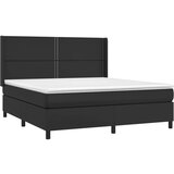  Krevet box spring s madracem LED crni 180x200cm od umjetne kože | shoptok.hr